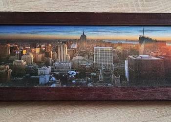 Zachód słońca na Nowym Jorkiem - mała reprodukcja w drewnianej ramce