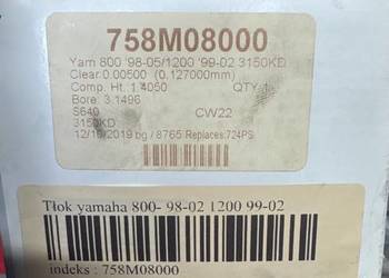 Tłok skuter wodny Yamaha 800 nadwymiar