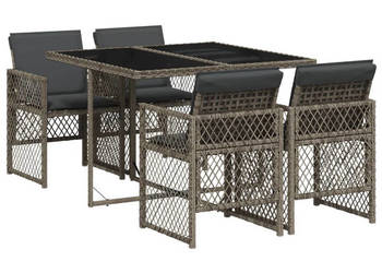 5-cz. zestaw mebli ogrodowych z poduszkami szary rattan PE WM-3210716