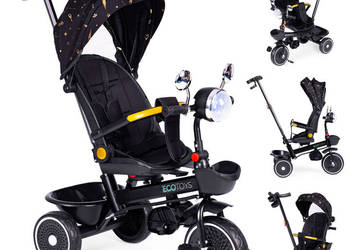 Rowerek trójkołowy dla dzieci spacerówka obracane siedzisko pchacz czarny…