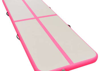 Mata gimnastyczna z pompką 400x100x10 cm PVC różowa WM-91915
