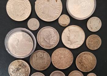 Zestaw Srebrnych Monet 18 sztuk. Mix