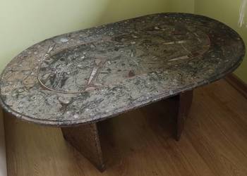 STOLIK ŁAWA STÓŁ ZE SKAMIENIAŁOSCIAMI Z MARMURU