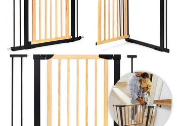 Bramka barierka zabezpieczająca 74-100 cm na schody i drzwi metal drewno d…