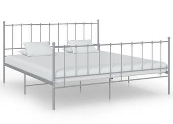 Łóżko Metalowe Szare Rama Łóżka Ze Stelażem 200 x 200 cm WM-324966