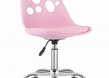 Krzesło PRINT różowe ekoskóra obrotowe chromowana podstawa