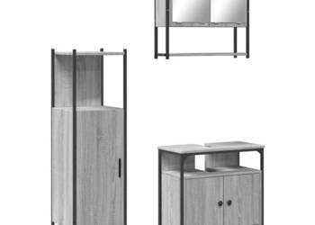 3-częściowy zestaw mebli łazienkowych szary dąb sonoma WM-3214698