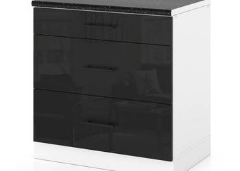 Szafka Kuchenna Stojąca Z Blatem 3 Szuflady 80cm Spremium Czarny Połysk