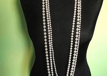 Korale - naszyjnik - długie kremowe perły - długość 115 cm