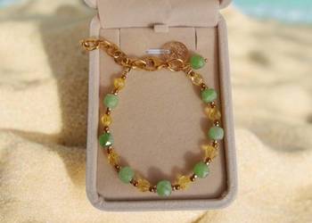 Bransoletka z kamienia naturalnego jabłkowy Chalcedon, cytryn