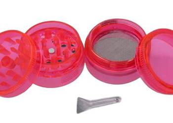 Plastikowy Młynek do Mielenia Tytoniu Suszu Grinder Crusher Neonowy Róż