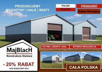 DWUKOLOROWY Garaż Blaszany Dwuspadowy – Hala - Magazyn  - Maj-Blach