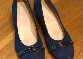 Baleriny granatowe Bioeco 37 skóra welurowe buty damskie