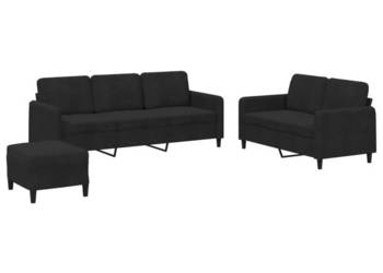 3-cz. komplet wypoczynkowy czarny obity aksamitem WM-3202029
