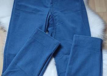Niebieskie szerokie spodnie sztruksowe S/M wysoki stan Vintage
