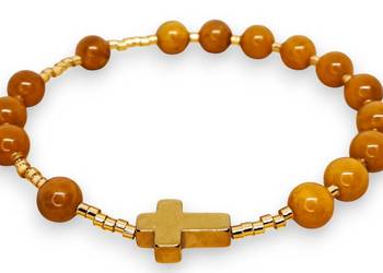 Bransoletka różaniec, dziesiątka różańca z bursztynu, BURSZTYN #1450