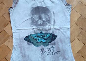 Damska bluzka koszulka z czaszką i motylem Rock Revival r. L - XL