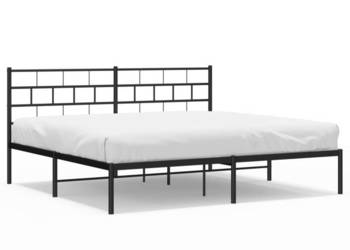 Łóżko Metalowe Czarne Rama Łóżka Ze Stelażem 193x203 cm WM-355665