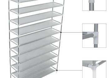 vidaXL Stojak na buty z 10 półkami, metal i włóknina, srebrny(SKU:245631)