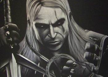 Ręcznie grawerowany w blasze Wiedzmin Geralt Oryginalny prez