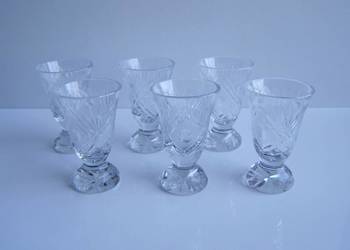 Kieliszki kryształowe do wódki komplet 6 sztuk bogate ciekawe PRL