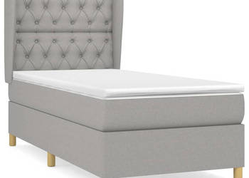 Łóżko kontynentalne z materacem jasnoszare tkanina 80x200 cm WM-3128717
