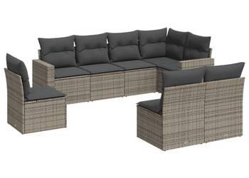 vidaXL 8-cz. zestaw mebli ogrodowych z poduszkami, szary(SKU:3251407)