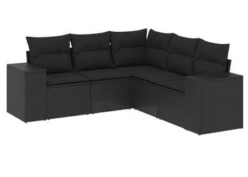 5-cz. zestaw wypoczynkowy do ogrodu poduszki czarny rattan PE WM-3222544