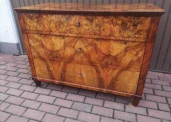Komoda Biedermeier Orzech Zjawiskowa XIX -XX Wiek Politura Stara Antyk .