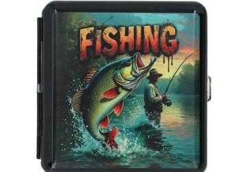 Metalowa Papierośnica z Nadrukiem Dynamicznej Akcji Łowienia Ryby Gentelo