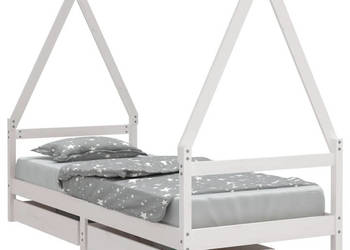 Rama łóżka dziecięcego z szufladami biała 80x200 cm sosnowa WM-834466