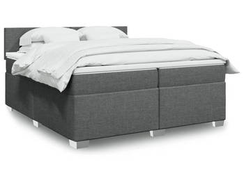 Łóżko kontynentalne z materacem ciemnoszara tkanina 200x200 cm WM-3288289