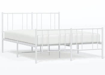 Łóżko Metalowe Białe Rama Łóżka Ze Stelażem Biała 140x190 cm WM-352547