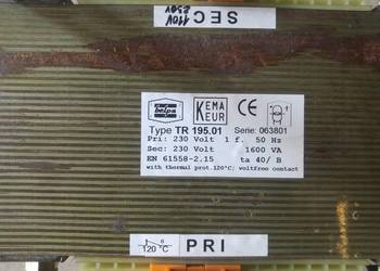 Transformator 1-fazowy 1600VA 230/230V,110V
