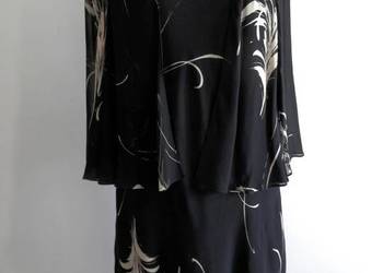 Sukienka z Narzutką Jedwabna 100% Naturalny Jedwab Imprezowa Wieczorowa 42