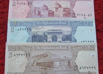 AFGANISTAN (2) Kolekcjonerskie Banknoty Zestaw - 3 szt. UNC