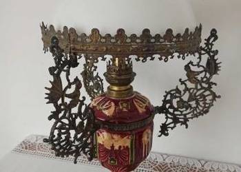 Lampa naftowa XIX w. Francja majolika