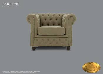 Chesterfield sofa 1 os z materialu piaskowy odcien Brighton
