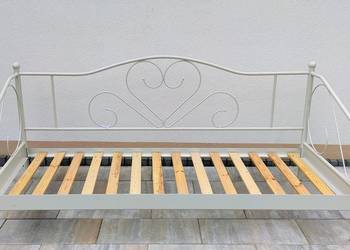 ŁÓŻKO metalowe ze stelażem 90x200 Nowoczesne młodzieżowe solidne CREAM Krem
