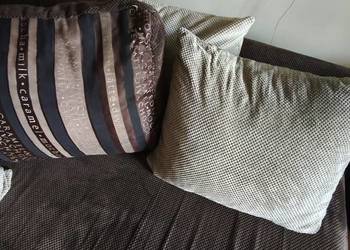 Duży narożnik czekoladowy 240 cm, sztruks, funkcja spania, stan idealny