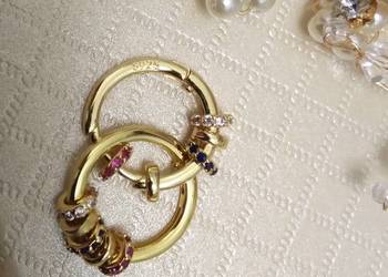 Kolczyki modułowe z charmsami w stylu Pandora, próba S925, pozłacane