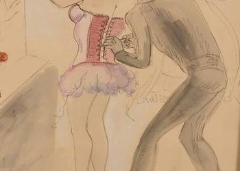 Maja Berezowska - Kochankowie - Igraszki w Garderobie - Akwarela Obraz