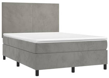 Łóżko kontynentalne z materacem i LED szare aksamit 140x200cm WM-3136005