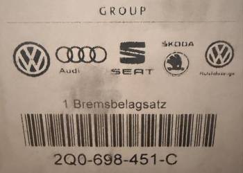 Klocki hamulcowe OE 2Q0698451C