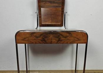 Toaletka Bauhaus chrom orzech włoski Art Deco lustro