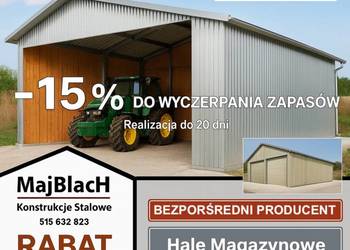 - 15% OCYNK - Wiata /Hala / Garaż Blaszany | Montaż Gratis – Maj-Blach