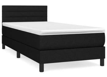 Łóżko kontynentalne z materacem czarne tkanina 90x200 cm WM-3140107