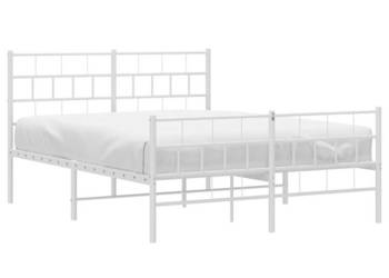Łóżko Metalowe Białe Rama Łóżka Ze Stelażem Biała 135x190 cm WM-355725
