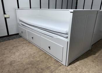 IKEA HEMNES Łóżko Leżanka z 3 szufladami, 2 materace ,białe Transport