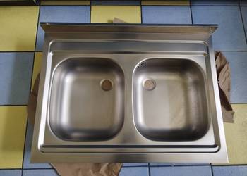 Zlew dwukomorowy metalowy 80 x 60 cm